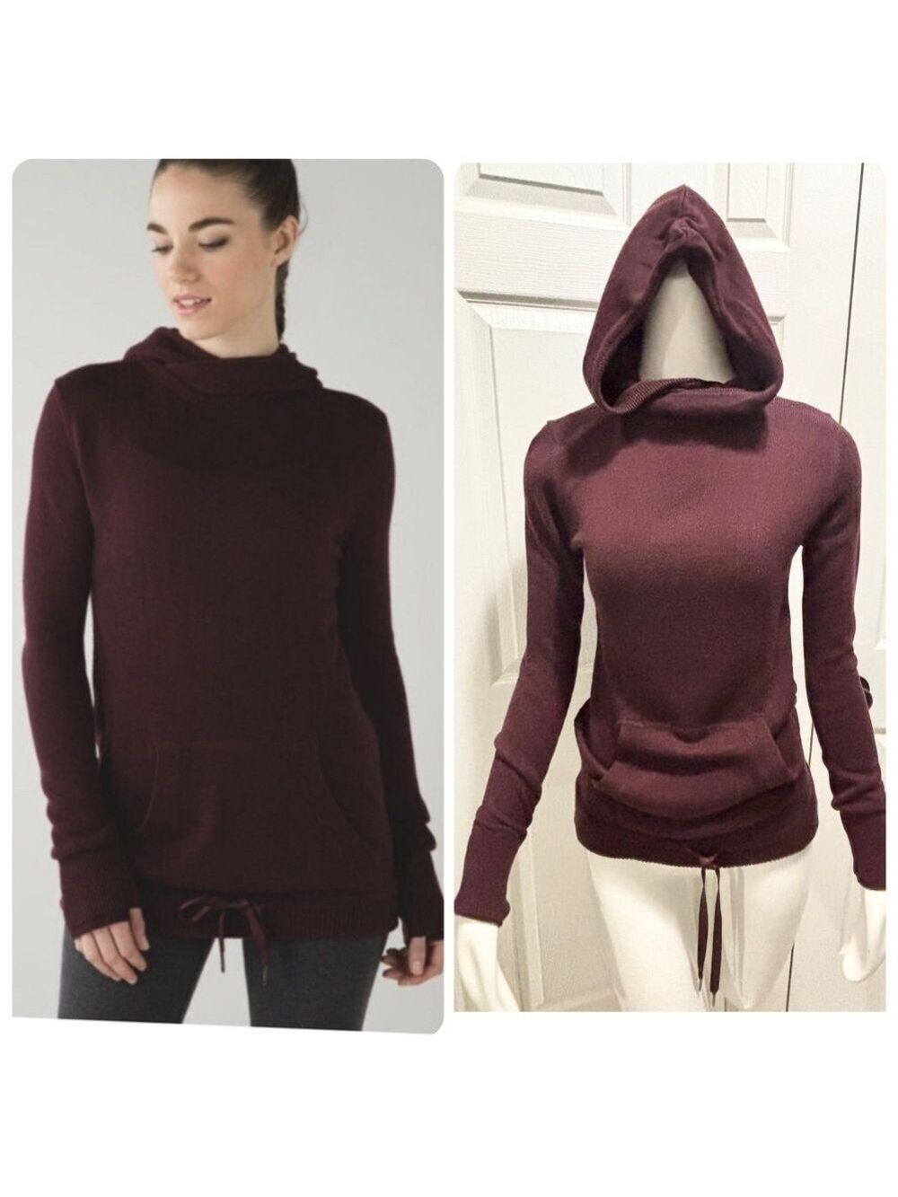 LULULEMON Cashmere Blend Sweet Savasana Pullover Heathered Bordeaux Drama Size 2